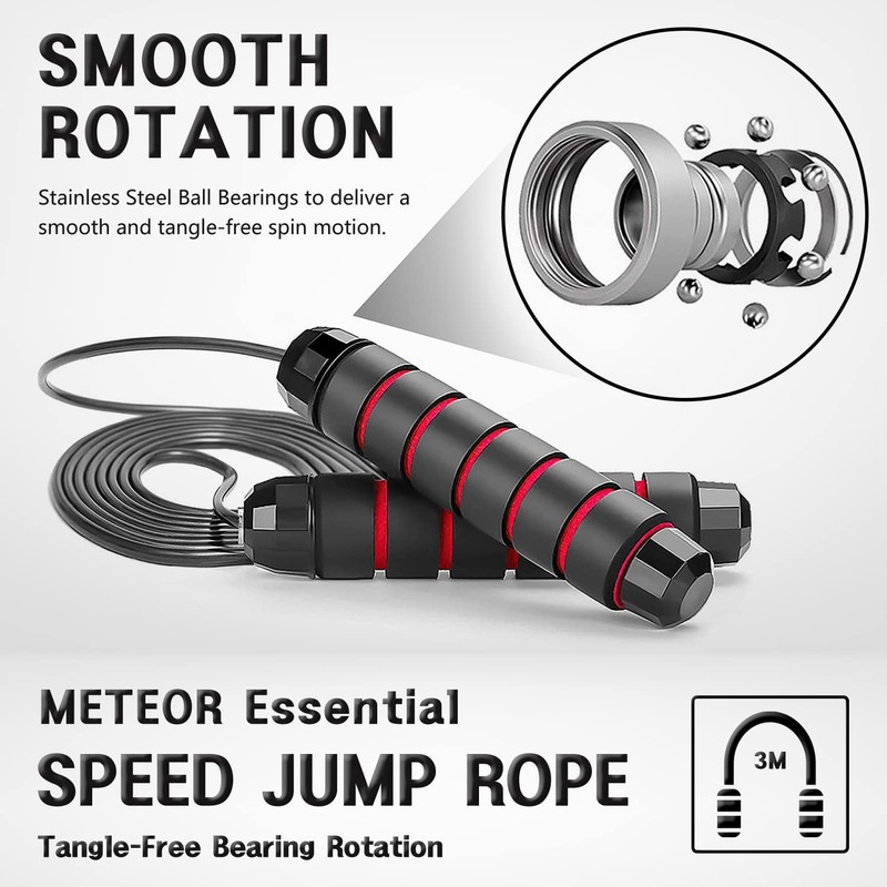METEOR Adjustable Jump Rope for Cardio Exercise - Premium Skipping