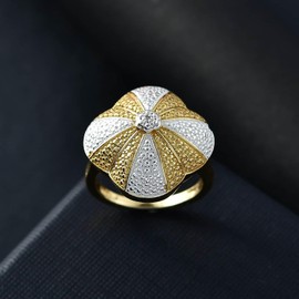 Shop LC White Diamond Platinum 18K Yellow Gold Plated Ring for Women Jewelry Valentines Day Gifts Size 7