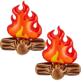 BLMHTWO Pack of 2 Inflatable Campfires, 30 cm Inflatable Fire 3D Party Campfire Decoration for Parties, Camping, Galas