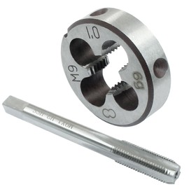 ISDVBUY 2 Pack Metric Tap and Die Set, M9 x 1mm Machine Thread Screw Tap Round Threading Die, Kit for Nut Screw Bolt Thread Repair Iron Copper Steel Metal Materials
