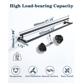 Alise Double Bath Towel Bars Towel Racks for Bathroom Lavatory,Wall Mount Towel Holder SUS304 Stainless Steel Towel Hanger Rail 28 Inch,GYT6902-700-B Matte Black