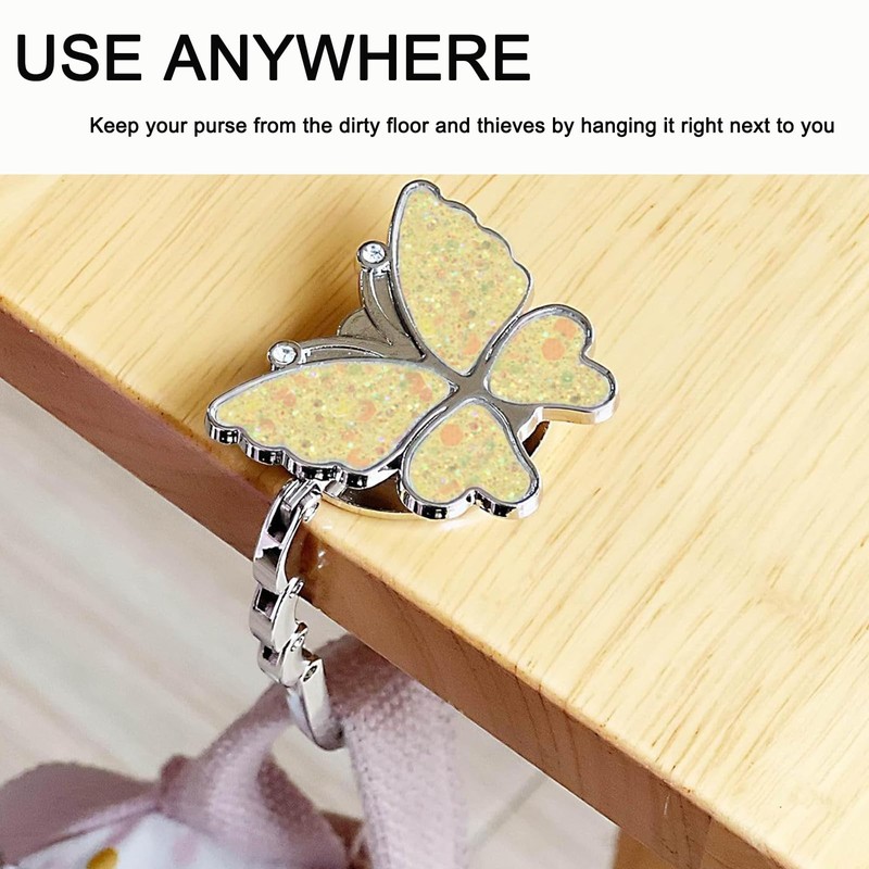 KUNHEHO Purse Hook for Table Butterfly and Cat Design Foldable