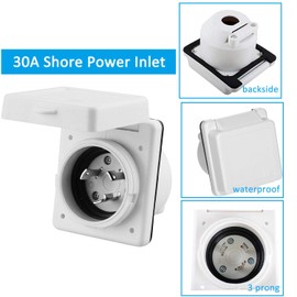 Wadoy 30 AMP RV Power Plug Twist Lock Inlet Receptacle 125V Marine Shore Power Inlet for Camper RV