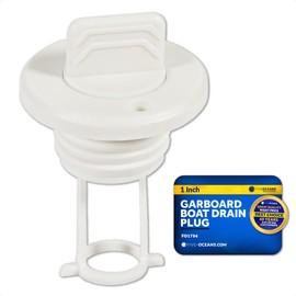 Five Oceans Captive Garboard Drain Plug, for 1-Inch Transom Hole, Oval Shape, Thread with Rubber Washer Gaskets, White Nylon - FO1794