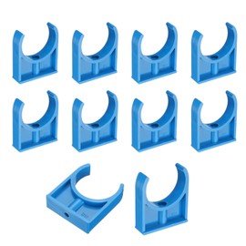 sourcing map 10 Pcs PVC Water Pipe Clamps Clips, 50mm ID U-Shaped Water Pipe Buckles Pipe Tubing Clamps Pipe Support Holder for 1.5" Water Pipe Tubing Hose TV Trays Hanger Support Tubing, Blue