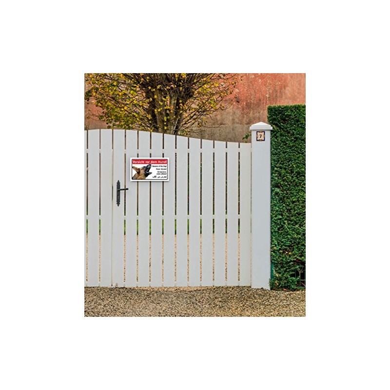 Caution Dog Sign 5 Languages 25 x 15 cm German