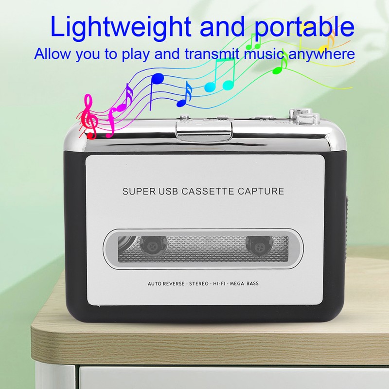 Portable Stereo Cassette Player Tape to MP3 Audio Converter Adapter