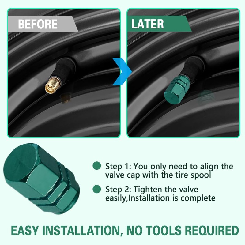 Kutyun 12PCS Car Tire Valve Stem Caps, Dustproof Aluminum Alloy