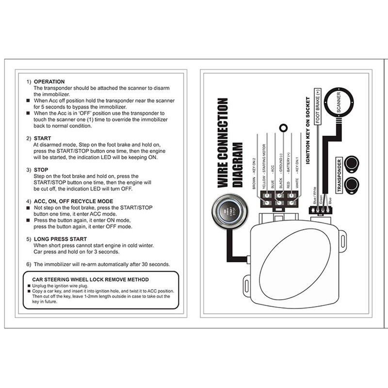 Qook Car Alarm Engine Lock Ignition Switch Keyless Entry System