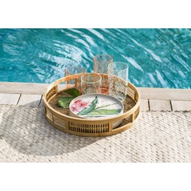 TarHong Bubble Double Old Fashion Glass Blush, 15.5 oz, Premium Plastic, Set of 6