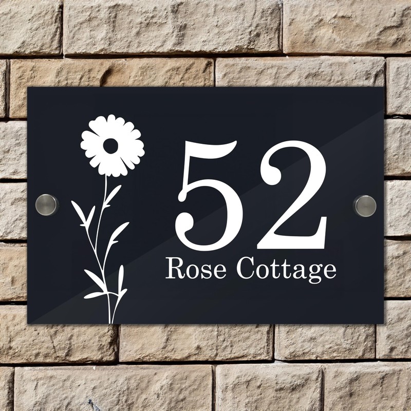Badgemaster Modern Anthracite House Number Sign Plaque Stainless Steel Standoffs