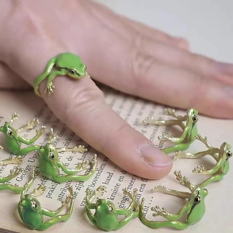Frog Rings Animal Ring for Women Enamel Frog Jewelry Adjustable