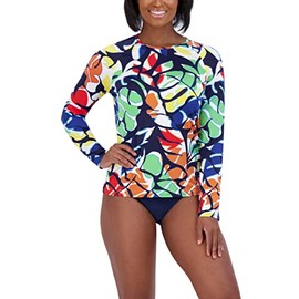 Nautica Women's Rash Guard Shirt, Trade Wind Multi