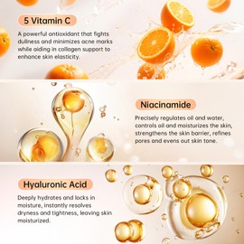 KIUORET Vitamin C Toner for Face, 5X Vitamin C Toner with Niacinamide & Hyaluronic Acid Multi-Action Antioxidant, Deep Hydration & Improves Skin Tone, Korean Skin Care Fast-Absorbing, 2PCS