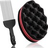 Pack of 2 Hair Brush Sponge and Afro Comb, Black
