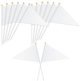 12 PCS Hand Held Blank Pennant Flag, 5×8 Inch White Pennant Flags on Stick