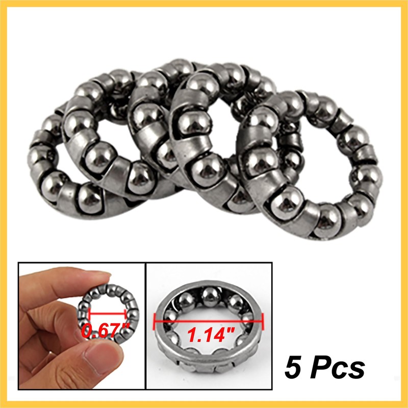 BULLSPANN 5pcs Rear Wheel 9 Ball Bearing Replacement Bicycle Silver