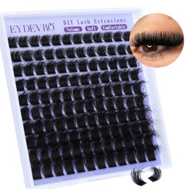 EYDEVRO Fluffy Cluster Lashes Individual Cluster Russian D Curl Individual Eyelashes Thick Volume DIY Lash Clusters Eyelash Extensions (120pcs, 8-16mm, D Curl)