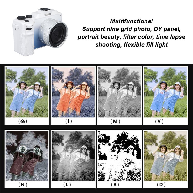 4K Digital Camera Front Rear Dual Lens 48 Megapixels 18X