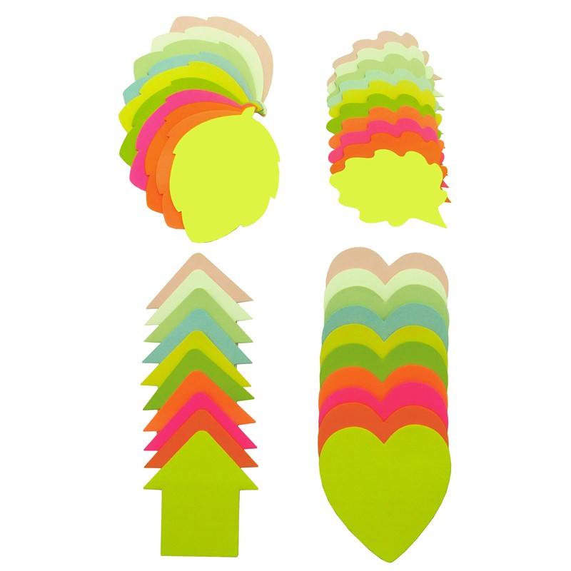 4A Shapes Sticky Notes,50 Sheets Neon Assorted and 50 Sheets