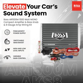 2 BOSS AUDIO Chaos CX122 12-Inch 1400 Watt Car Power Subwoofer Sub and AR1500M Armor Series 1500 Watt Mono Amplifier and Amplifier Installation Kit