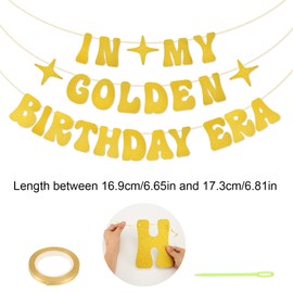 In My Golden Birthday Era Banner, Glitter Gold Happy Birthday Banner Golden Birthday Party Banner for Singer Birthday Party Decorations