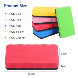 Set of 5 Whiteboard Sponge Magnetic Set, Blackboard Wiper for Dry Removal of Fonts and Drawings on Boards, Washable and Reusable Whiteboard Eraser Coloured