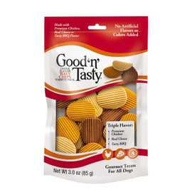 Good'n'Fun Good ‘N’ Tasty Triple Flavor Wavy Chips, 3 Oz, Treats for Dogs