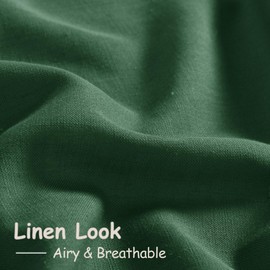 Linen Cafe Boho Kitchen Short Curtains 24 Inch Length 2 Panels Semi Sheer Linen Light Filtering Valances with Back Tab Rod Pocket for Small Windows Cafe Bathroom Green 30Wx24L