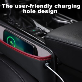 Eacam Car Seat Gap Filler - Universal Gap Filler & Storage Between Seats - Universal Fit, Vegan Leather - Holds Phone, Keys, Glasses