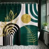QGHOT Dark Green Shower Curtain Boho Mid Century Modern Emerald