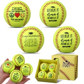 MiniInflat 4 Pack Baseball/Softball Senior Night Gifts Class of 2025 Ball Graduation Gift Congratulations with Box for Team Coach Player Gift Sport Party Favors Decoration, 9 in Perimeter(Softball)
