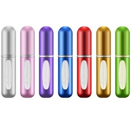 Botella atomizadora de perfume recargable, mini botella nebulizadora portátil, funda de bomba de aroma de 5 ml, botella de spray de fragancia para viajes y salidas para hombres y mujeres (7 unidades)