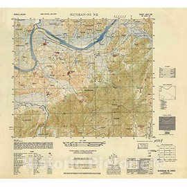 Historic 1952 Wall Map - Korea 1:25,000 - Munsan-Ni NE - Series L851 24in x 22in