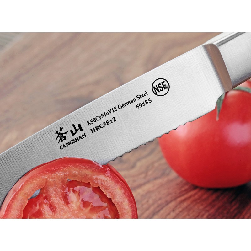 Cangshan X Series German Steel Forged Serrated Utility Knife, 5",