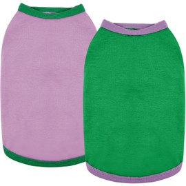 ROZKITCH 2 Pack Dogs Shirts Soft Cotton Solid Dog T-Shirts Tank Top Sleeveless Dog Vest Dog Tee Shirt for Small Puppy Dogs Cats M