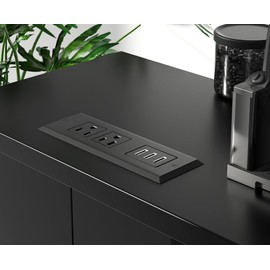 2 Pack Furniture Recessed Power Bar with 3 USB A Ports and 2 Outlets.Meeoueoiu Desk Flush-Mount Power Bar Outlet,Desk Rectangular Power Grommet for End Table,Sofa,Cabinet,6.5FT,Black