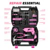 DOWELL 116Pcs Pink Tool Kit with 3.6V USB Cordless Screwdriver,