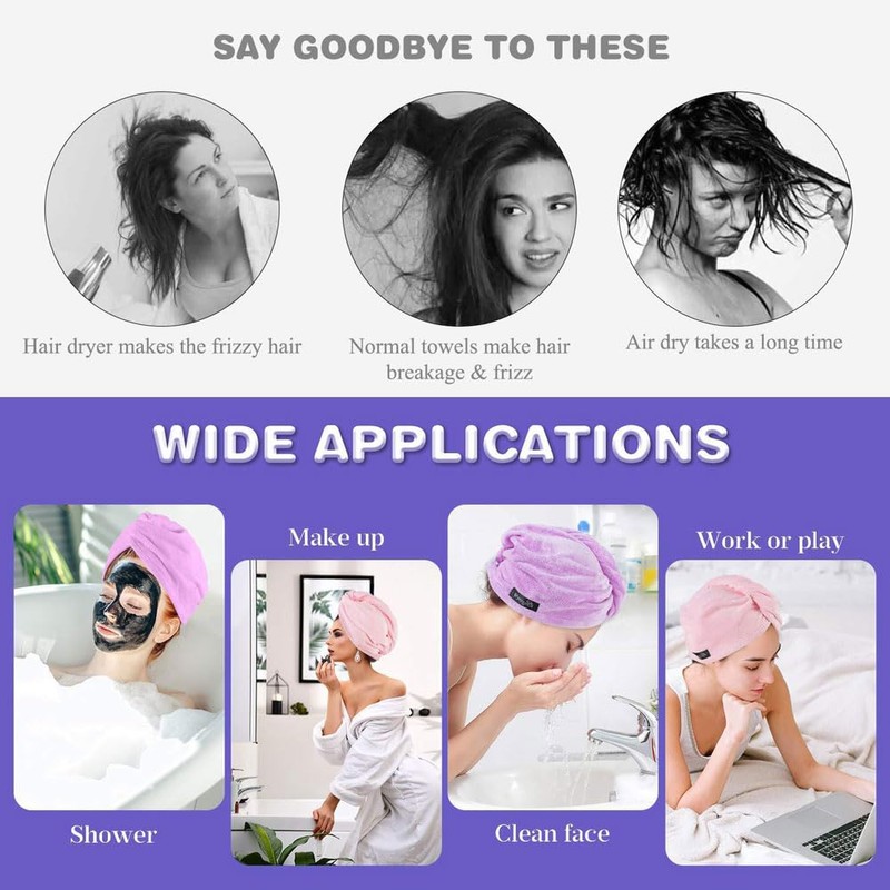 YHIXYUNAZ 3 Pack Quick-Dry Hair Towel Wrap - Super Absorbent