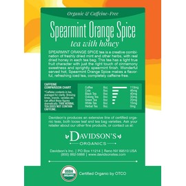 Davidson's Organics, Spearmint Orange Spice, 8-count Tea Bags, Pack of 12