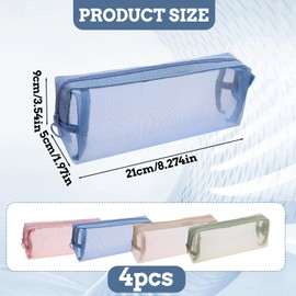 Lusofie 4Pcs Organized Mesh Makeup Bag Mesh Zipper Bags Toiletry Bag Portable Travel Cosmetic Pouches for Home Office Travel Accessories Organizer(4 Colors)