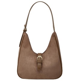 Suede Shoulder Bags For Women Retro Fall Clutch Saddle Bag Small Tote Bag Y2K Satchels Work Purses Slouchy Crescent Handbag, Coffee