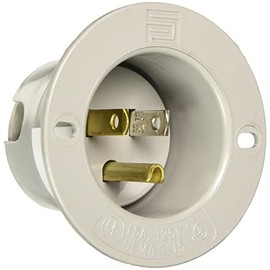 Legrand-Pass & Seymour 5278SS Straight Blade Flanged Inlet, 15 Amp 125V, NEMA 5-15P, Gray (1 Count)