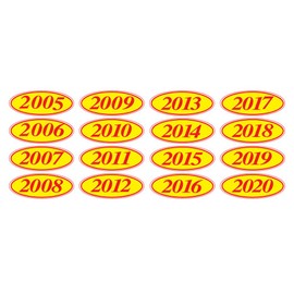 EZ-Line Oval Model Windshield Year Stickers for Car Windows Red and Yellow Large Vinyl Dealership Supplies 1 Dozen Pro Pack (2012)