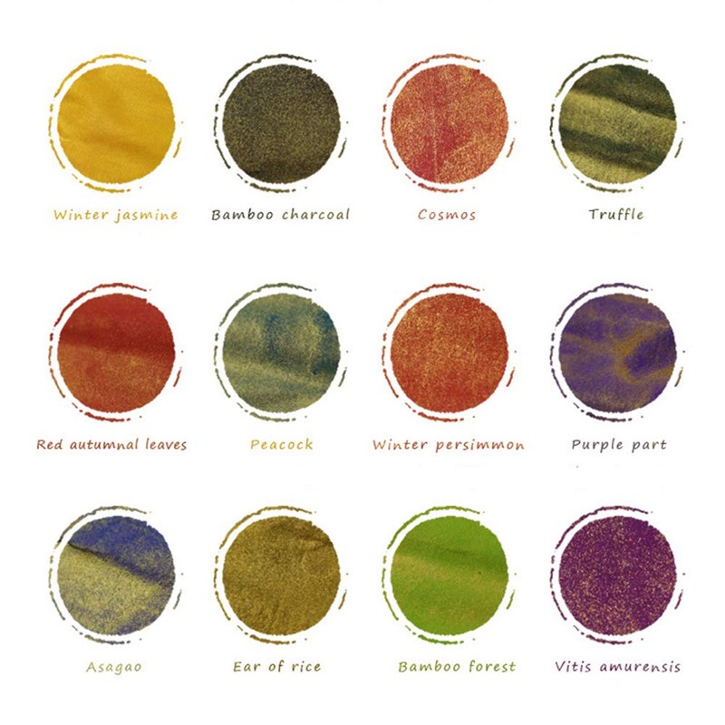 ZZKOKO Juego de bolígrafos de vidrio, caligrafía, 12 colores, tinta,