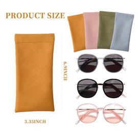 VIOCIWUO Glasses Case 4PCS, Squeeze Top Sunglass Pouch Soft PU Leather Eyeglass Case Organizer Portable Glasses Storage Bag Cosmetic Bag for Men Women