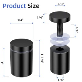IOQ Black 20-Pack Standoff Screws (3/4 in. Dia x 1 in. L), Stainless Steel Standoff