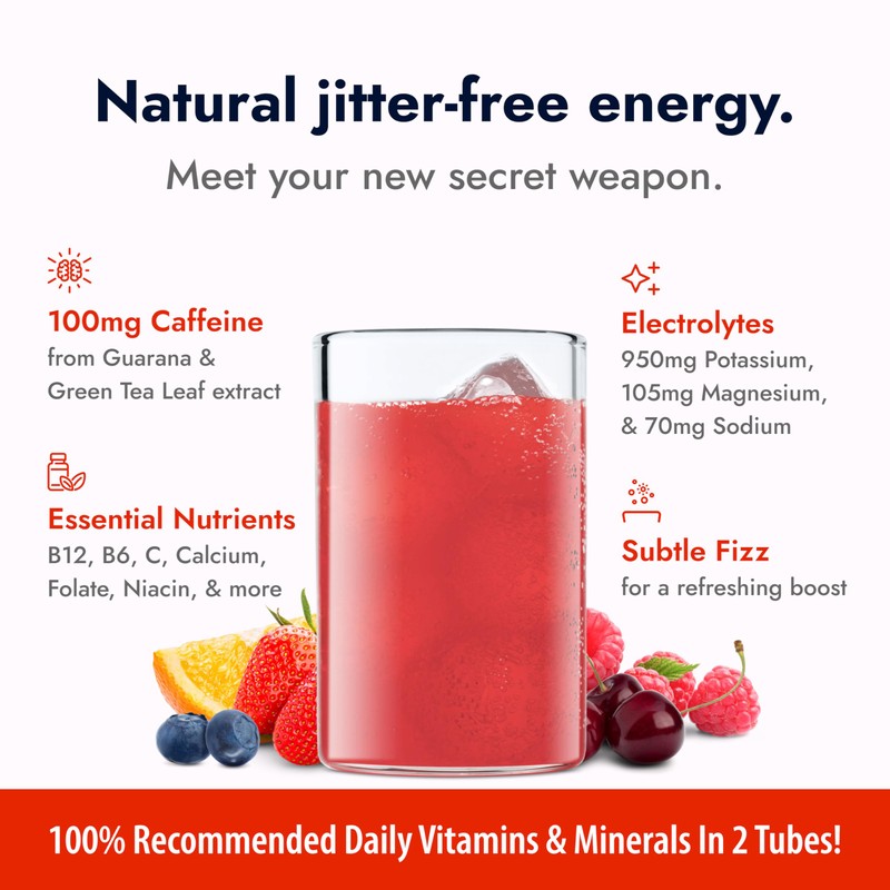 Zipfizz Daily Energy Drink Powder, Fruit Punch, 20 Pack 3-in-1