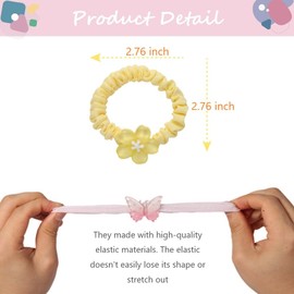 10 pcs Hair Ties for Girls and Women No Damage Ponytail Holders for Thick Hair Butterfly and Flower Elastic Hair Ties