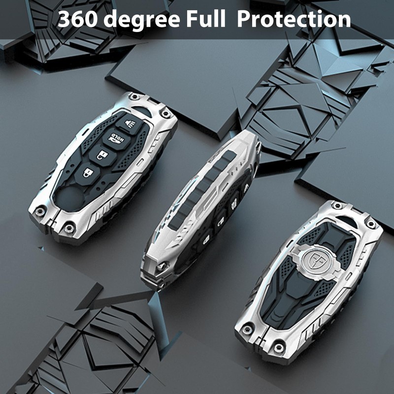 Aoocar Mech Style Heavy Metal Key fob Cover, Compatible with